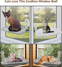 Load image into Gallery viewer, Foldable Plush Cat Window Perch for Window and Wall, with 4 Strong Suction Cups
