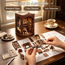 Load image into Gallery viewer, Book Nook Kit - DIY Miniature House kit for Adults and Beginners 3D Wooden Puzzle Craft Kit With LED and Dust Cover for Bookshelf Decor and Creative Gifts (Classic European Style Study)
