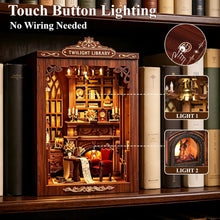 Load image into Gallery viewer, Book Nook Kit - DIY Miniature House kit for Adults and Beginners 3D Wooden Puzzle Craft Kit With LED and Dust Cover for Bookshelf Decor and Creative Gifts (Classic European Style Study)
