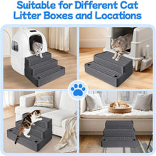 Load image into Gallery viewer, Large 3-Step Litter Box Ramp, Adjustable Cat Steps with Filter Function Stairs
