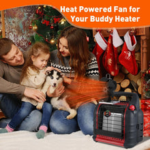 Load image into Gallery viewer, Wood Stove Fan Compatible for Buddy Heater, Heat Powered Fireplace Fan with Bracket Compatible for Mr Heater Propane Log Burner Wood Burning Stove Accessory for Camping Outdoor Indoor Use (Black)
