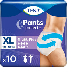 Load image into Gallery viewer, TENA ProSkin Pants Night Plus, Incontinence Underwear, XL (10 Count) Incontinence Underwear for Men &amp; Women, Moderate to Heavy Leakage, Lie Down Protection, Odour Control, Triple Skin Protection
