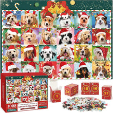 Load image into Gallery viewer, Advent Calendar Jigsaw Puzzle, 24 Christmas Puzzle Boxes, Family Holiday Jigsaw DOGS
