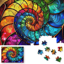 Load image into Gallery viewer, 1000 Piece Jigsaw Puzzle for Adults Dust-Free Thick HD Board Rainbow Design ROSE RAIN Hard Impossible design with letters on back, colorful stained glass spiral art for mindfulness and unique gift idea
