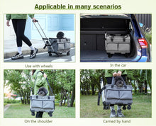Load image into Gallery viewer, Pecute Cat Carrier with Wheels, Portable Pet Carrier on Wheels with Stable Structure, Breathable Mesh Pet Trolley Bag, Pet Carrier with Wheels Suitable for Both Long and Short Trips, Black
