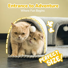 Load image into Gallery viewer, Cat Tunnels Bed Indoor, Detachable Kitty Pet Play Tube, Washable Kitten Cave Mat with Ball Toys
