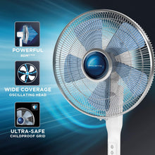 Load image into Gallery viewer, Rowenta 16 Inch Oscillating Stand Fan with Tiltable Head, Powerful Airflow, Adju
