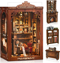 Load image into Gallery viewer, Book Nook Kit - DIY Miniature House kit for Adults and Beginners 3D Wooden Puzzle Craft Kit With LED and Dust Cover for Bookshelf Decor and Creative Gifts (Classic European Style Study)
