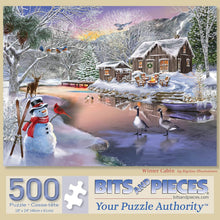 Load image into Gallery viewer, Bits and Pieces – Winter Cabin Jigsaw Puzzle for Adults by Bigelow Illustrations
