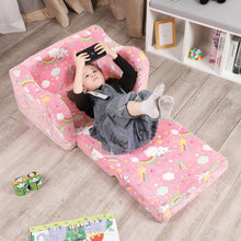 Load image into Gallery viewer, BestRoyal Rainbow Seating Toddler Couch, 2-in-1 Convertible Toddler Chair to sofa
