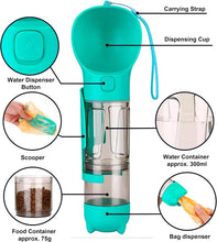 Load image into Gallery viewer, Dog Water Bottle 300ml Pet Water Bottle with Garbage Collection Bag Poop Shovel
