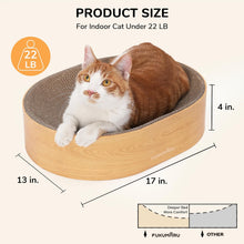 Load image into Gallery viewer, FUKUMARU Cat Scratcher Cardboard Lounge Bed, 2-in-1 Cat Scratch Pad, Oval Cats Scratching Board Indoor, Durable Modern Kitty Scratcher Bowl, Cats Scratch Furniture Protector, Wood Color
