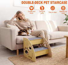 Load image into Gallery viewer, 2 Steps Dog Stair Wooden Non-Slip Pet Ramp Puppy Cats Older dogs
