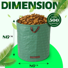 Load image into Gallery viewer, Garden Waste Bags Heavy Duty Reusable Sacks with Handles Set of 2 with gloves  500L
