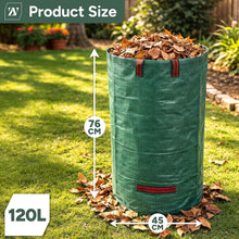 Load image into Gallery viewer, Garden Waste Bags Heavy Duty Reusable Sacks with Handles Set of 2 with gloves 120L
