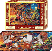 Load image into Gallery viewer, Advent Calendar Jigsaw Puzzle, 24 Christmas Puzzle Boxes, Family Holiday Jigsaw SANTA
