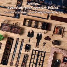 Load image into Gallery viewer, Book Nook Kit-Custom Suit(Golden Section Line)-Tailor Shop Dollhouse,DIY Miniature House 3D Wooden Puzzle with LED Lights,Bookshelf Decor Craft Kit for Adult and Teen,Perfect Home Decor&amp;Gift
