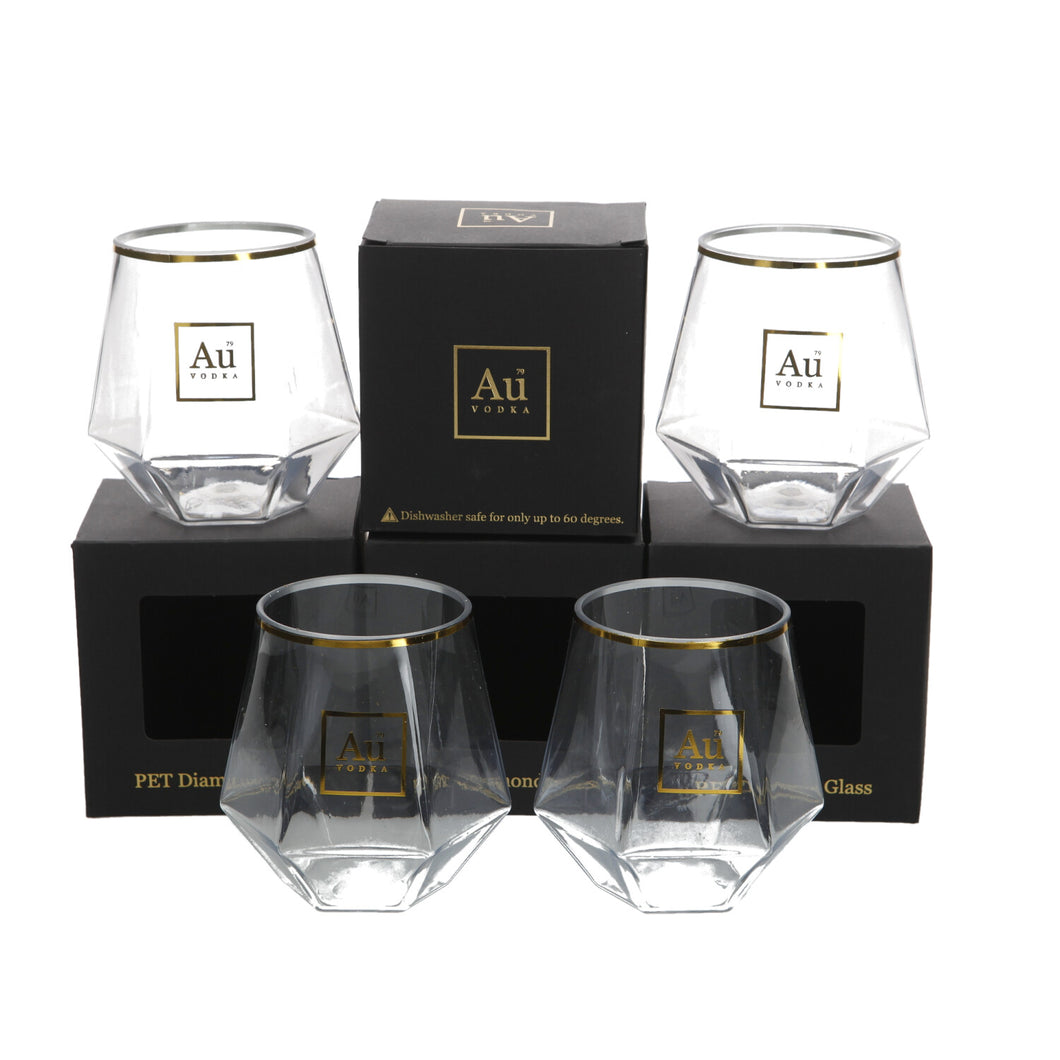 4 X Au Vodka Plastic Tumbler Glasses 30CL