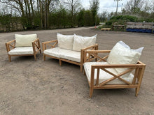 Load image into Gallery viewer, Amalfi Teak Sofa Set two sofa seater and 2 chairs and table(  seconds )
