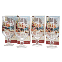 Load image into Gallery viewer, Birra Moretti Ltd edition designs set of 4 pint glasses pub mancave collectable MEET AND SEAT X4
