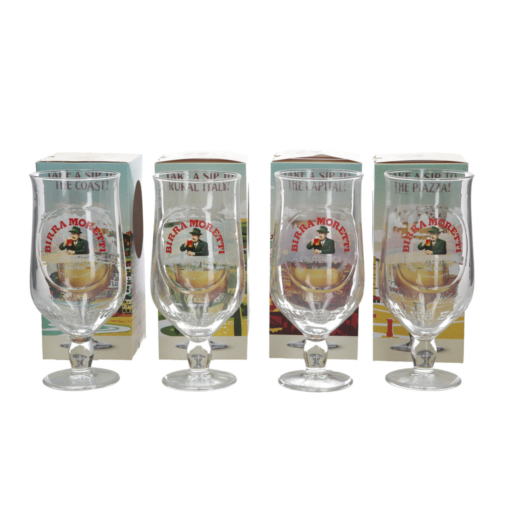 4 x Ltd Edition Birra Moretti 1 Pint glasses. Pub. Party. Collectables