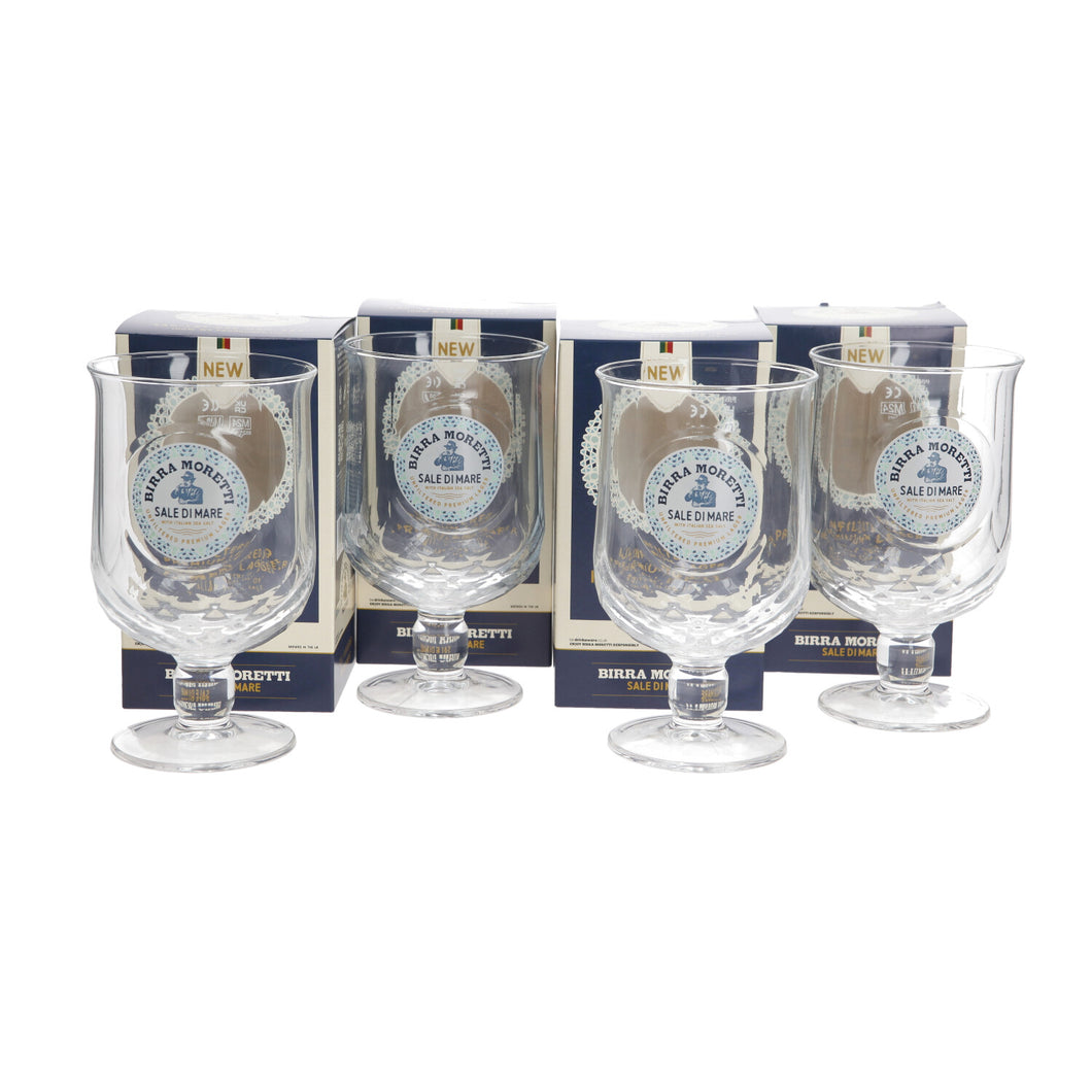4 x  Birra Moretti Sale Di Mare Beer Glass One Pint 20oz In Gift Box Brand New