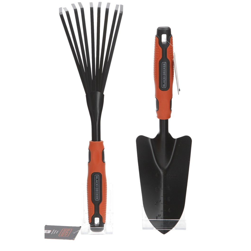 Black and Decker gardening tools trowel and fan rake