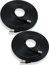 Load image into Gallery viewer, GLS Audio 50ft Mic Cable Patch Cords - XLR Male to XLR Female Black Microphone Cables - 50' Balanced Mike Snake Cord - 2 PACK
