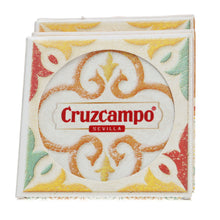 Load image into Gallery viewer, Cruzcampo Coasters ceramic and cork bottom set of 4 collectables mancave bar
