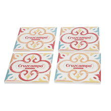 Load image into Gallery viewer, Cruzcampo Coasters ceramic and cork bottom set of 4 collectables mancave bar
