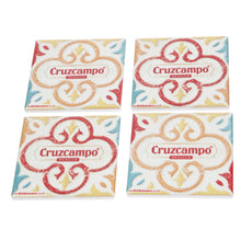 Load image into Gallery viewer, Cruzcampo Coasters ceramic and cork bottom set of 4 collectables mancave bar
