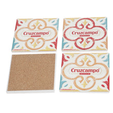 Load image into Gallery viewer, Cruzcampo Coasters ceramic and cork bottom set of 4 collectables mancave bar
