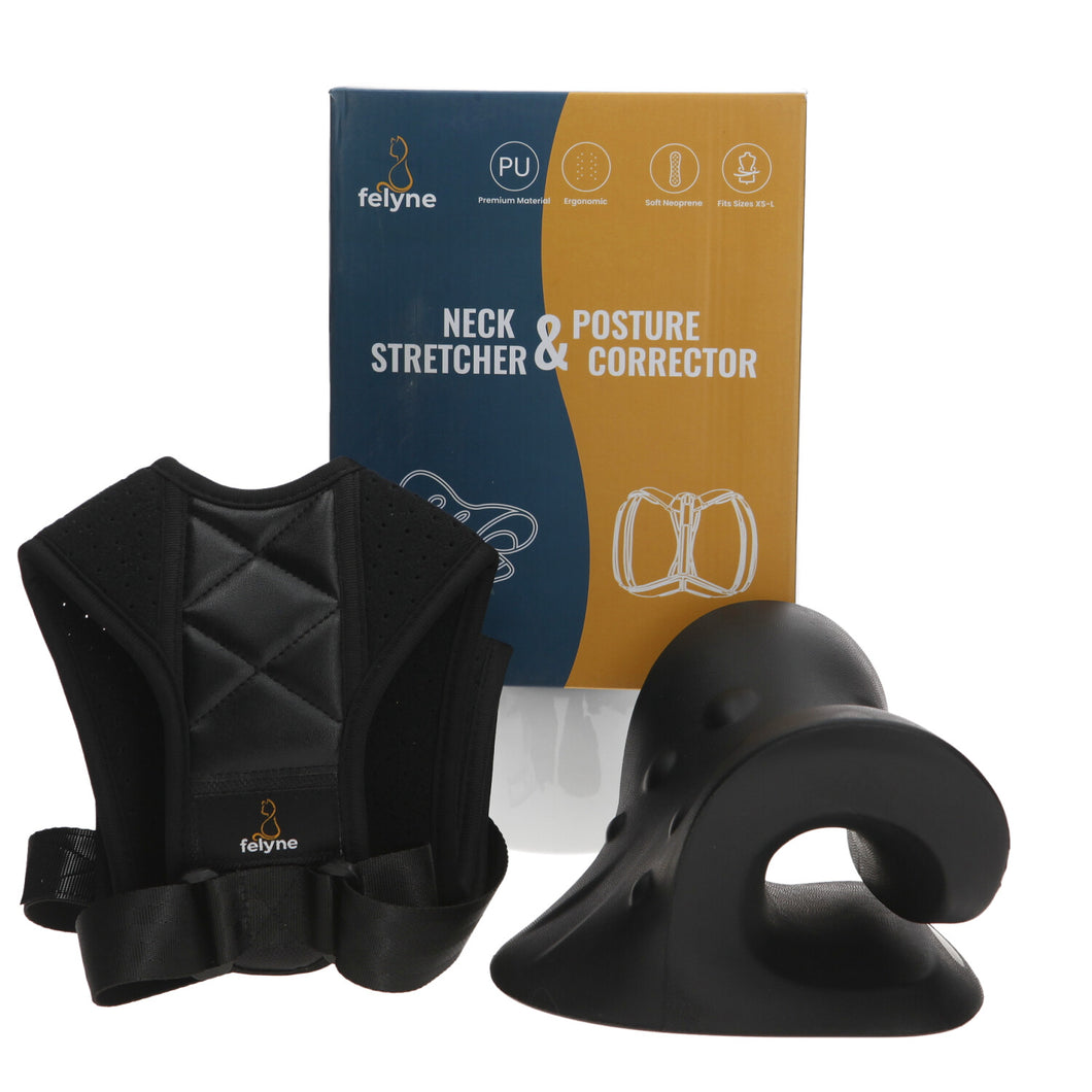 Felyne neck and posture stretcher and corrector Back Support Brace twin pack