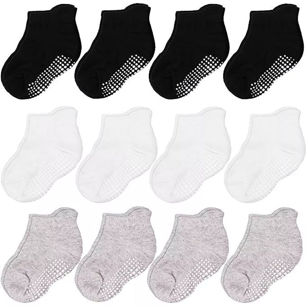 Cozyway Non-Slip Ankle Style Socks with Grippers, 12 Pack for Babies 6-12months