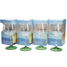 Load image into Gallery viewer, 4 x  Gordon&#39;s Large Balloon Green Stem Gin Glass Bowl Goblet In Box New
