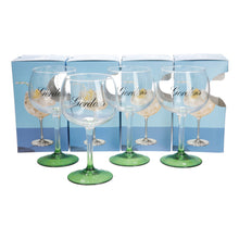 Load image into Gallery viewer, 4 x  Gordon&#39;s Large Balloon Green Stem Gin Glass Bowl Goblet In Box New
