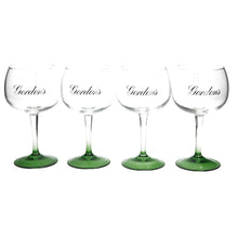 Load image into Gallery viewer, 4 x  Gordon&#39;s Large Balloon Green Stem Gin Glass Bowl Goblet In Box New
