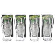 Load image into Gallery viewer, Grolsch pint glasses embossed with crown set of 4 collectables mancave bar party
