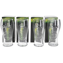 Load image into Gallery viewer, Grolsch pint glasses embossed with crown set of 4 collectables mancave bar party
