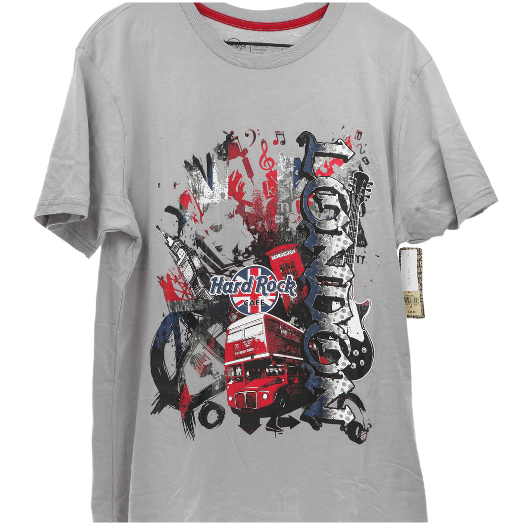 Hard Rock Cafe T Shirts PICCADILLY HRC MENS MASH UP SS CITY TEE GREY MEDIUM