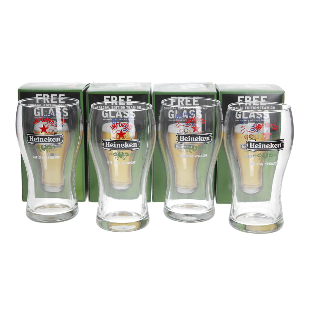 Heineken pint glasses special edition team GB set of 4 collectables mancave