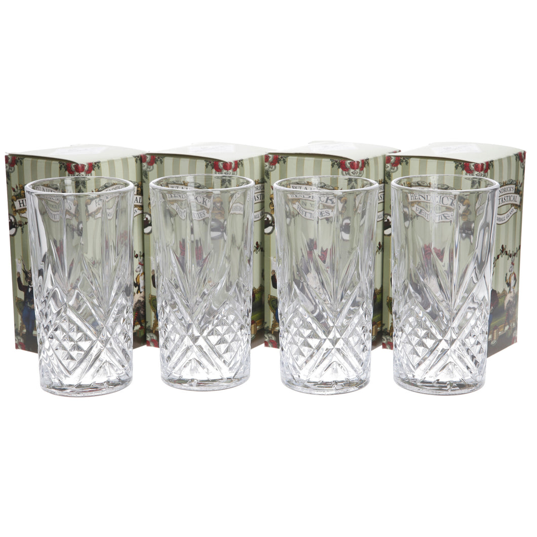 Hendricks gin glasses crystal cut design collectables set of 4 mancave collectables