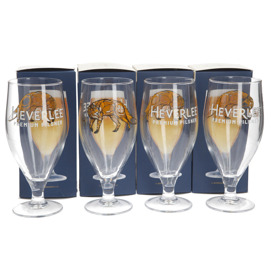 Set Of 4 x Heverlee Belgian Beer Pint Glasses Brand New Genuine PARTY MAN CAVE