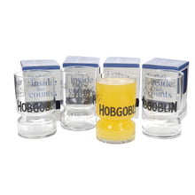 Load image into Gallery viewer, 4 X Hobgoblin Stubby Pint Glasses Gift Boxed Brand New Style Halloween glass

