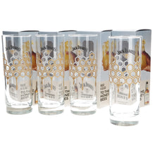 Load image into Gallery viewer, JD Honey Glasses Tall Slim Honeycomb Print set of 4 170mm Tall Collectables  bar

