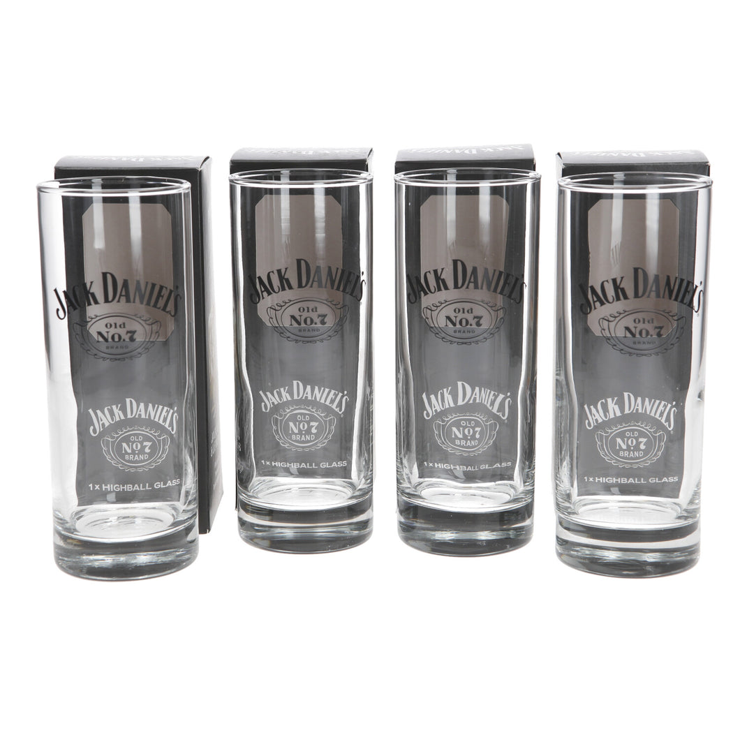 JD MAKE IT COUNT NO7 TALL GLASSES SET OF 4 COLLECTABLES MANCAVE BAR PARTY