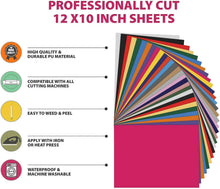 Load image into Gallery viewer, Kassa 30-Piece Heat Transfer Vinyl Sheets | 23 Colors in 12" x 10", Teflon Sheet
