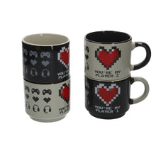 Load image into Gallery viewer, &#39;Love&#39; Stackable Mug Set 2 x 2 sets gaming mugs 280ml
