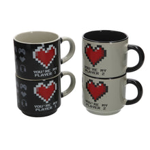Load image into Gallery viewer, &#39;Love&#39; Stackable Mug Set 2 x 2 sets gaming mugs 280ml
