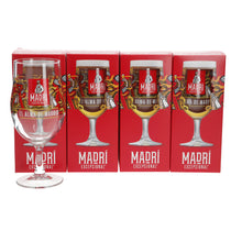 Load image into Gallery viewer, 4 x Madri Pint Glasses Brand New. LTD Edition PARTY. PUB. MAN CAVE.

